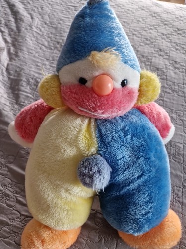 Peluche clown jaune bleu rose - clown,