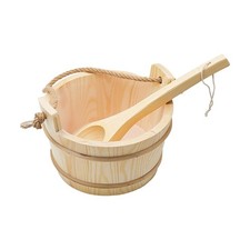 Seau et louche en bois pour sauna et spa : accessoires de bain de sauna