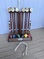 VINTAGE FORSTER SKOWHEGAN DELUXE STAND CROQUET SET 6 PLAYER Game Outdoors