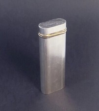 Vintage Stainless Steel Cartier Briquet Lighter With Gold Banding