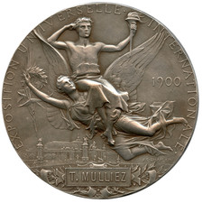 MEDAILLE EN BRONZE ARGENTÉ EXPOSITION UNIVERSELLE DE PARIS 1900 PAR...