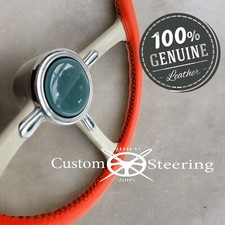 Pour Nissan Figaro 1989-1991 Véritable Orange Luxe Housse Volant Cuir