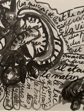 Tableau ancien aquarelle encre