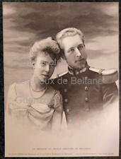Gravure Mariage Prince Albert Elisabeth de Baviére  document print 1900
