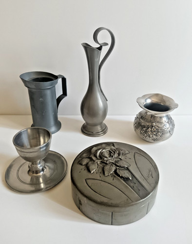 Lot objets étain - lot,