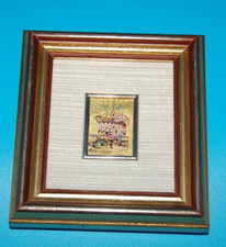 PETIT TABLEAU VINTAGE ,  FEUILLE d'OR ,  ORO FOGLIA , jour de marché , village