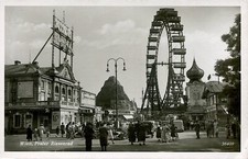 Old postcard Austria - fairground
