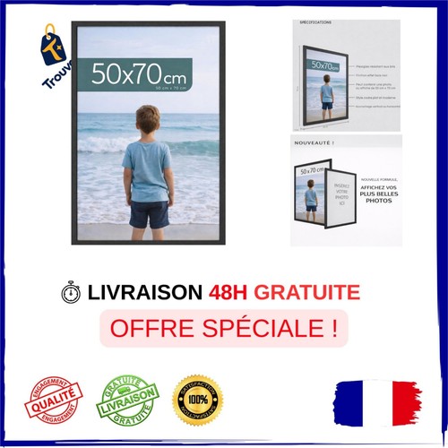Cadre photo 50x70 noir bois - 50x70,