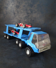 rare Camion plateau porte voiture tôle bleu Rynox style Ryno Joustra Goliath 70s