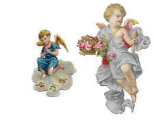 4 Chromos anciens découpis