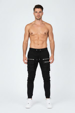 Carpe Omnia" Men's Tactical Cargo Joggers Multi-Pocket Zipper Pants Drawstring