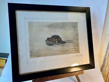 Leon Danchin "Spaniel with Catch" French Etching - 1932