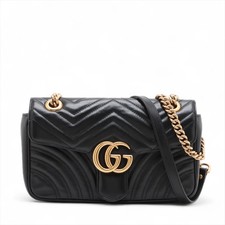 Gucci GG Marmont Leather Chain Shoulder Bag Black 443497