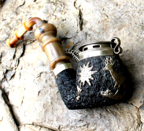 Ancienne pipe décor cerf - de,