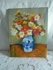 Ancien tableau huile bouquet