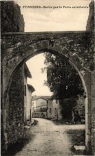 Old postcard Perouges exit by the exterior door (1344315)
