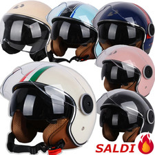 Casco da moto - Italia, retrò, jet, vintage, vespa - doppia visiera oscurata