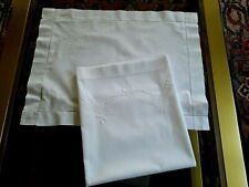 N02 Parure de lit de bébé coton brodé drap 77x120 + taie VINTAGE baby sheet set