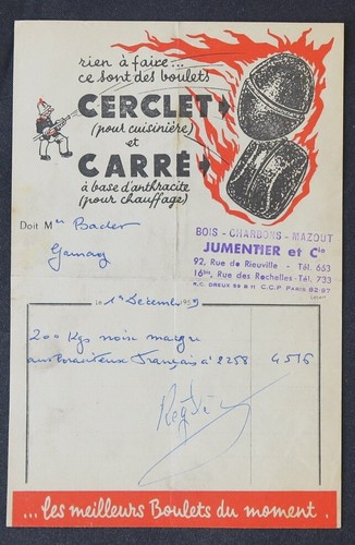 Facture 1959 boulet cerclet - boulet,