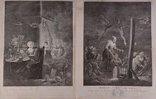 Witchcraft, Witch - Departure for the Sabbath - Arrival on the Sabbath - 2 engravings 18th century