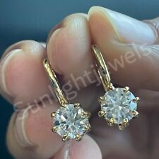 4.60Ct Off White Treated Diamond Solitaire Dangler Earrings Great Shine & Luster