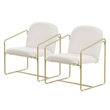 Lot de 2 fauteuils beiges-or
