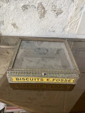 Biscuits E FOSSE - Ancien couvercle boite tole lithographiée avec verre