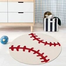 Tapis rond ballon Baseball pour chambre à coucher 80x80cm