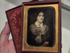 4th plate daguerreotype of pretty young lady w/ great outfit early image