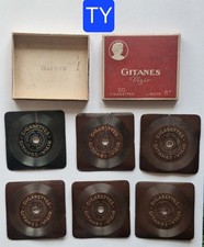 T Rare Lot 6 Mini Discs 78 T. Pub. Gypsy cigarettes Vizir 1932/35 with box