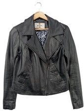 ATTRATTIVO Veste en cuir synthétique Dames Veste T EU 36 noir style décontracté