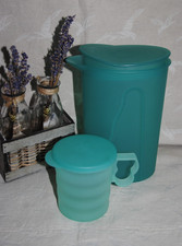 🌟TUPPERWARE Pichet Eau + Gobelet Tasse Mug  Broc Cruche Carafe 1 Litre  Vintage