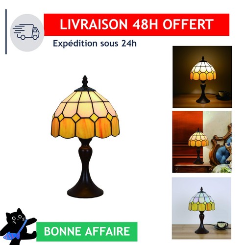 Lampe table tiffany jaune - lampe,