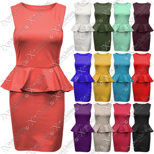 Robe femme sans manches peplum - robe,