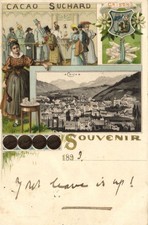 PC CHOCOLAT SUCHARD ADVERTISING GRISONS SWITZERLAND VINTAGE LITHO PC (b62571)