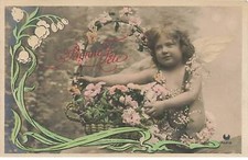 Child - Happy Holidays - Child wearing angel wings, and carrying basket r