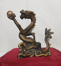 Dragon Statue Figurine For Luck Success Blackened Metal