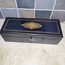 Napoleon III Blackened Wooden Glove Box Small Marquetry 19th Century