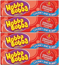 4x Wrigley's Hubba Bubba Sérieusement Fraise Arôme Gomme Bulle Gros & Bulleux