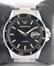 Casual Armani Men Rotating Bezel Black Dial 'Date' Men Wristwatch Stay Punctual