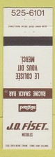 Matchbook Cover - JO Fiset Meubles QC Racine Snack Bar