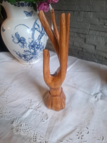 Baguier sculpture main bois - sculpture,