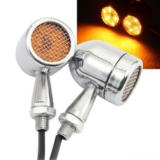 2X Chrome Motorcycle Turn Signals Lights Lamps For Harley Cruiser Chopper Bobber