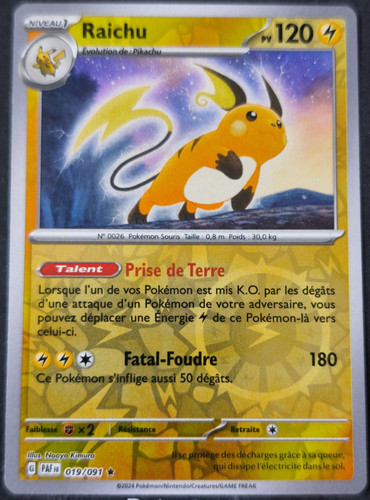 Carte pokemon raichu 019 - carte,