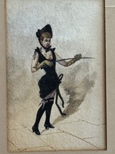 Miniature painting young woman cabaret eroticism 1900