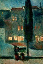 Oil painting impression street landscape Cypres-in-Moonlight-Edvard-Munch art