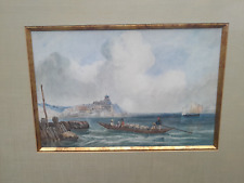 Antique 19th Century English School Marine Painting Signed Port Boat Shepherd Shepherd