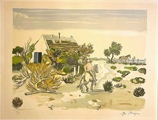 Lithographie signée Yves Brayer, Cabane gardiane, de 1973, numérotée.