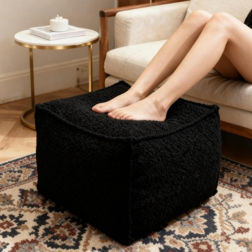 Square boucle foam - foam, pouf