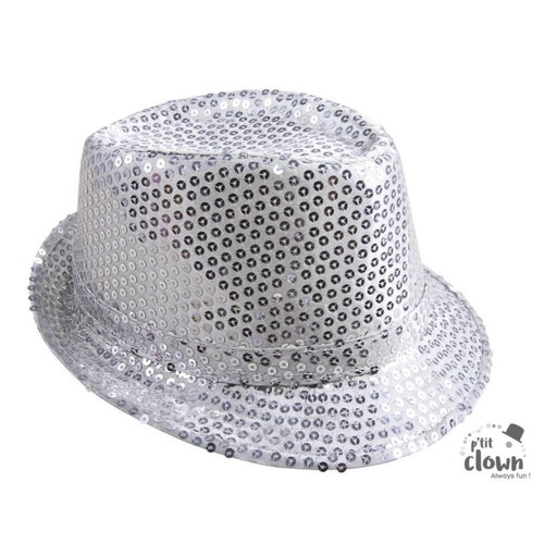 Chapeau paillettes argent - chapeau,